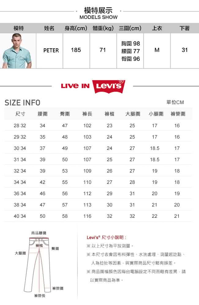 【Levis】511 低腰窄管牛仔褲 / 彈性布料