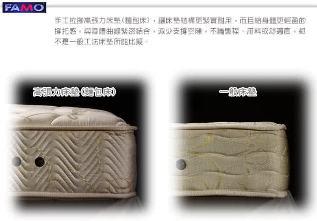 【法國FAMO】二線雲柔 獨立筒床墊-雙人5尺(天絲+針織+乳膠+蠶絲麵包床)