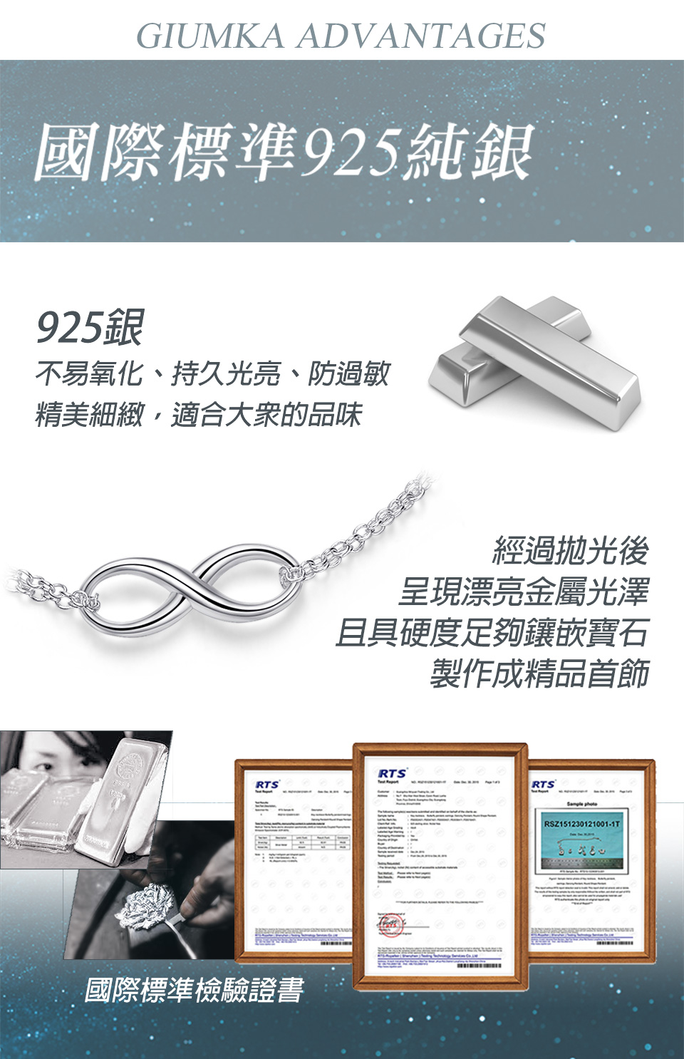 不易氧化、持久光亮、防過敏