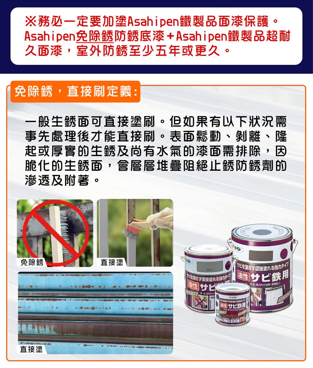 Asahipen免除銹防銹底漆Asahipen鐵製品超耐