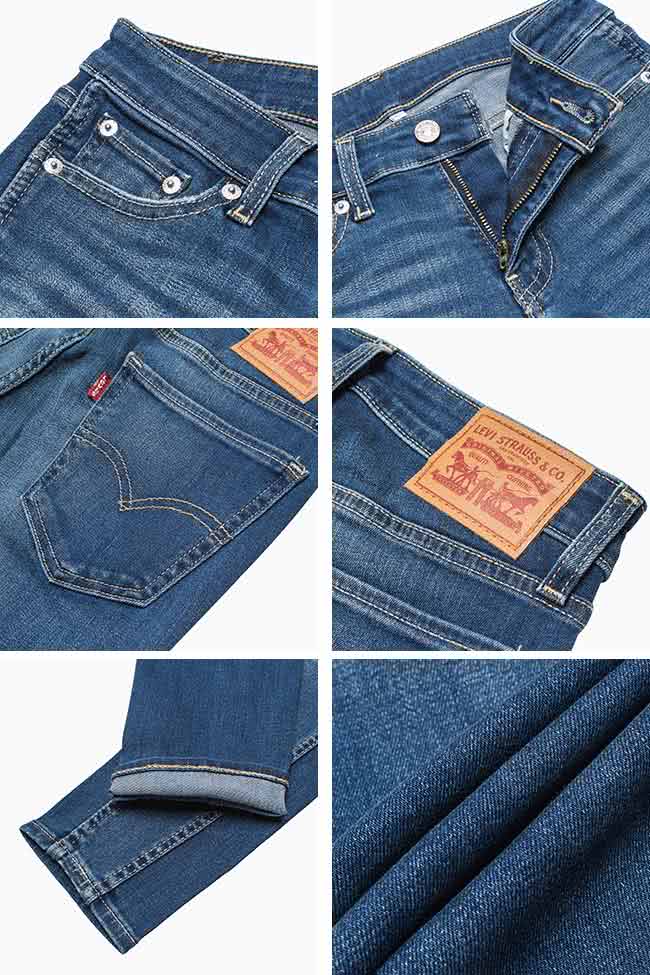 【Levis】711 中腰緊身牛仔褲 / 中彈力布料 / 雙直線修飾 / 九分褲