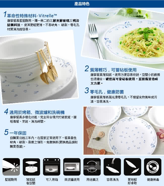 【CORELLE】康寧古典藍6件式餐盤組(604)