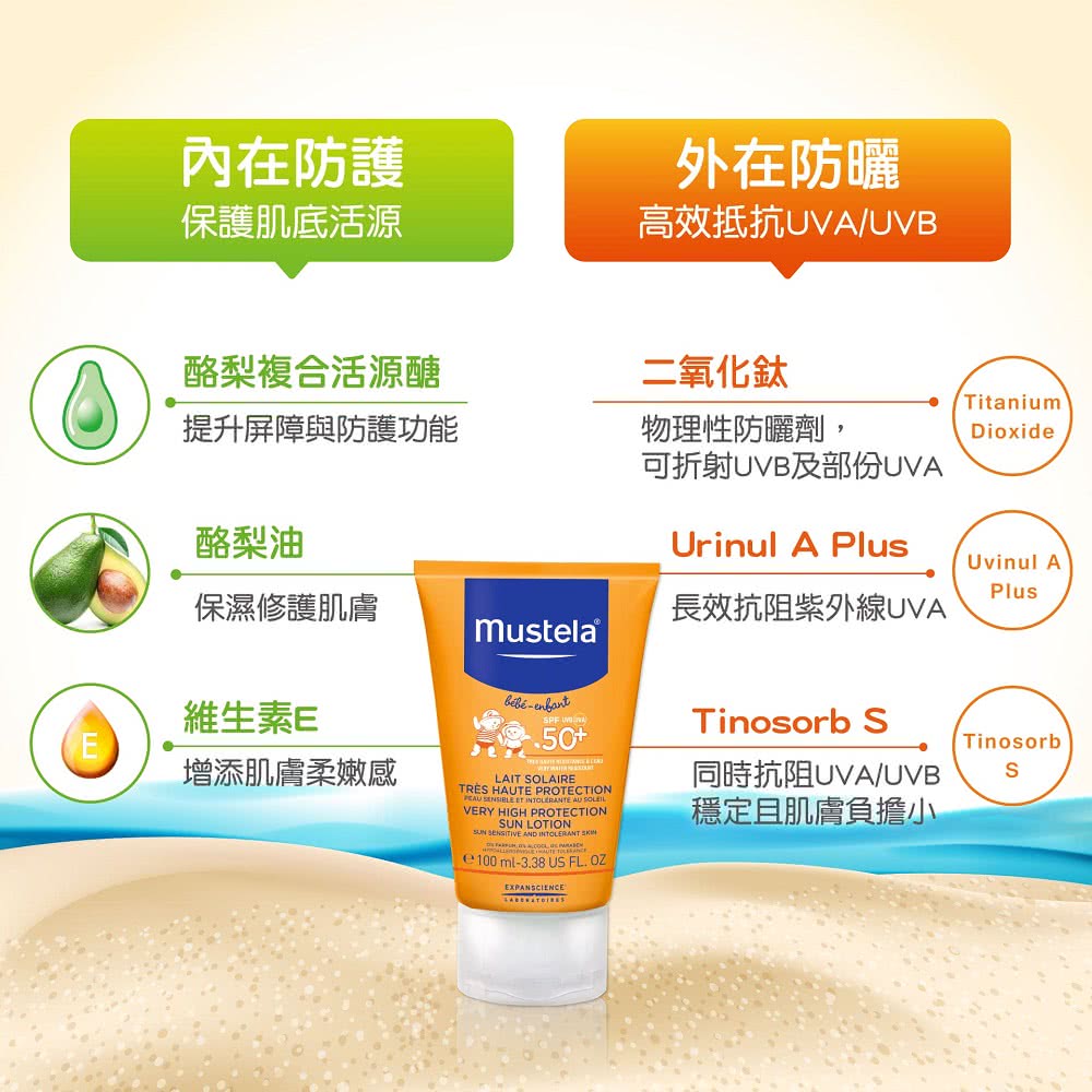 Mustela 慕之恬廊 高效性兒童防曬乳spf50 100ml Momo購物網