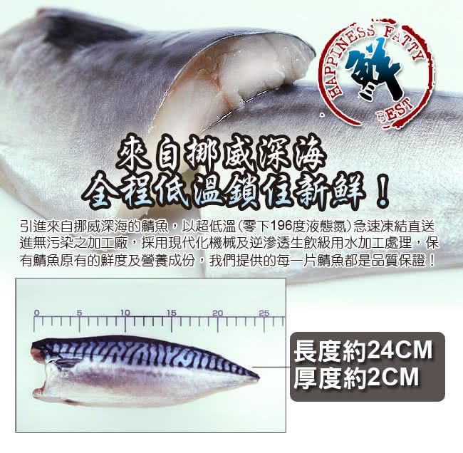 【食在幸福】挪威深海薄鹽鯖魚片18包(190g/包)