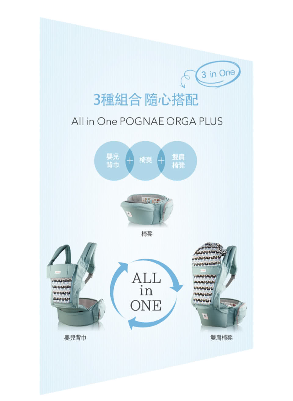 【POGNAE】ORGA+ 有機棉All in One背巾(四色可選)