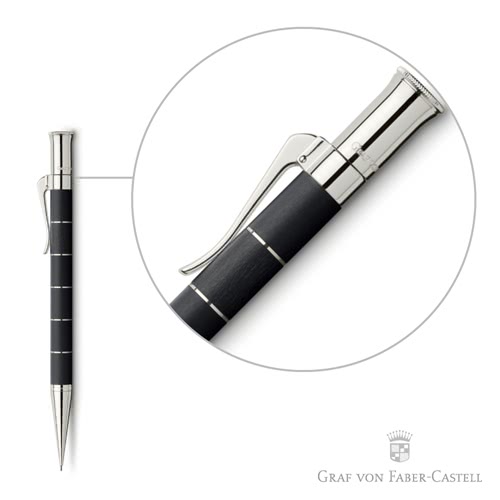 【GRAF VON FABER-CASTELL】黑檀木白金環 自動鉛筆(經典系列)