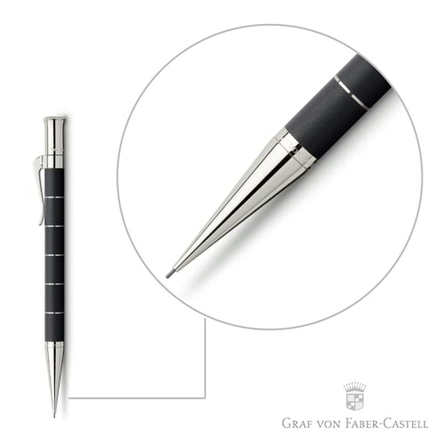 【GRAF VON FABER-CASTELL】黑檀木白金環 自動鉛筆(經典系列)