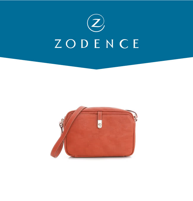【ZODENCE】義大利質鞣革系列皮帶扣設計斜背包(橘紅)