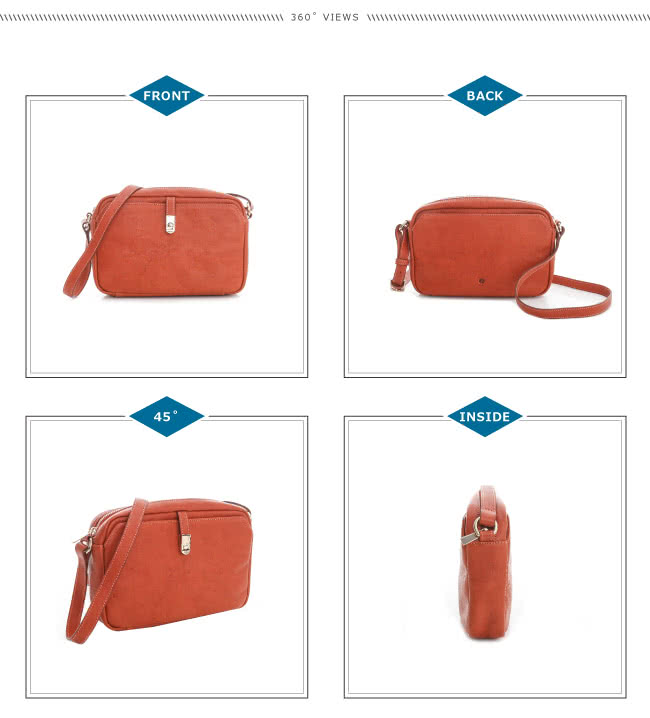 【ZODENCE】義大利質鞣革系列皮帶扣設計斜背包(橘紅)