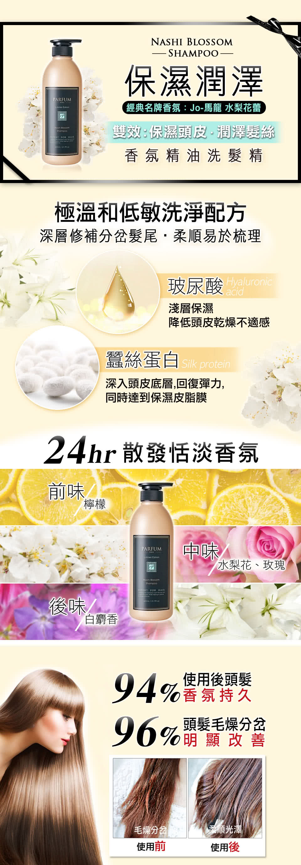 【Parfum 巴黎帕芬】摩洛哥名牌香水洗髮精600mlX2入組(水梨花蕾、小蒼蘭 多款可選)