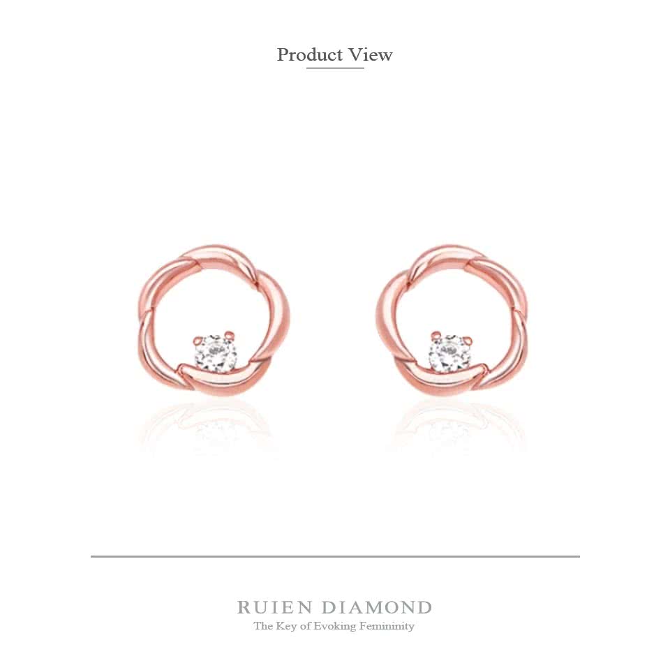 【RUIEN DIAMOND 瑞恩鑽石】韓國輕珠寶 飾品 配件(14K 玫瑰金 耳環 JE6538)