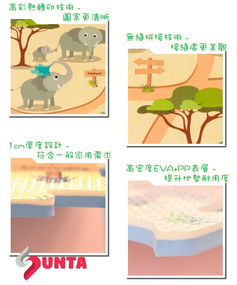 【SUNTA拼接樂扣墊】動物樂園(EVA樂扣遊戲墊-32*32*1cm 9片裝)