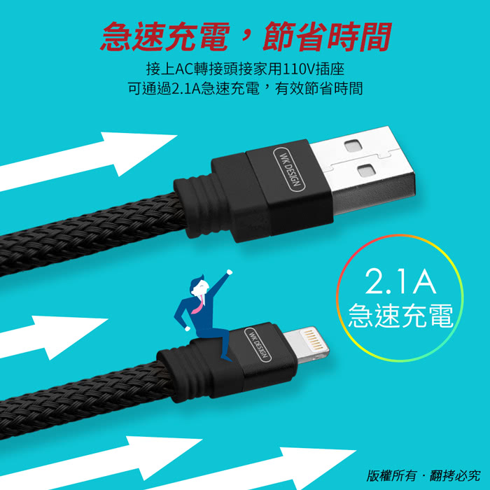 Usb 轉apple 8pin 自動收納尼龍編織充電傳輸扁線 1m Momo購物網
