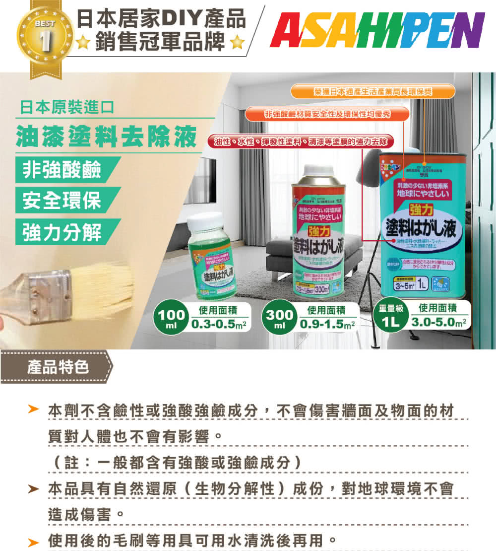 本劑不含鹼性或強酸強鹼成分,不會傷害牆面及物面的材