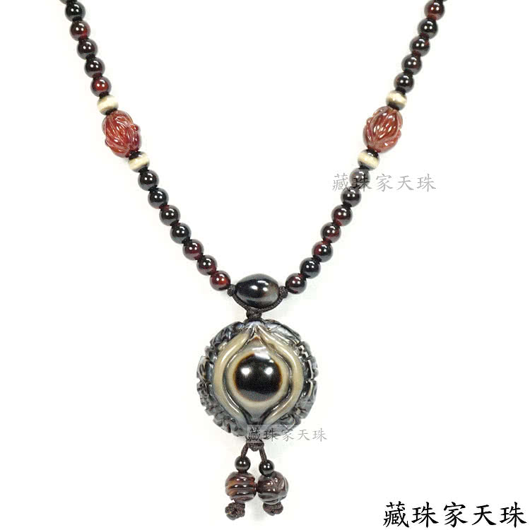 藏珠家】精品33mm鈣化老礦財咒天眼天珠項鍊- momo購物網- 好評推薦