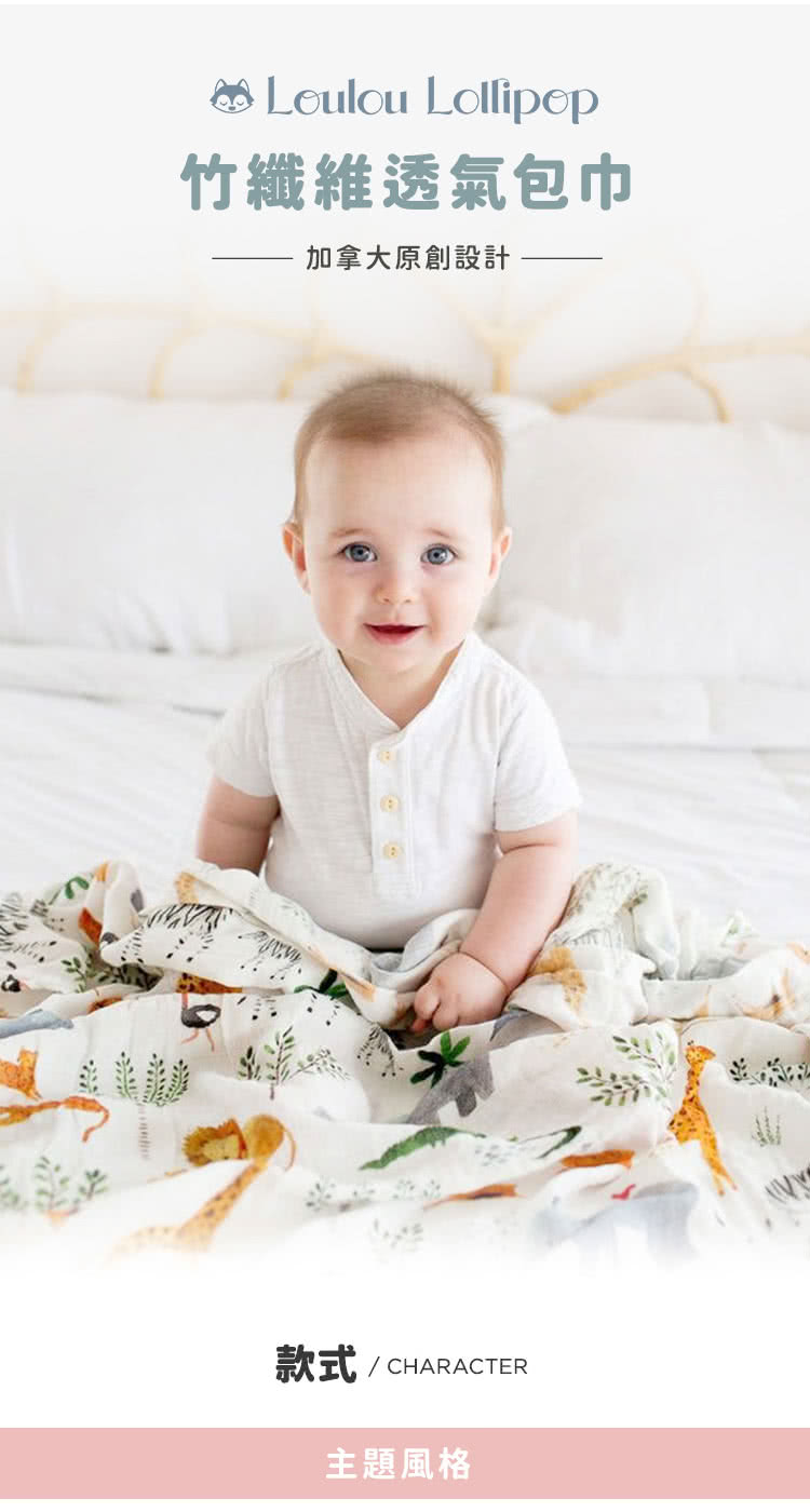 Loulou Lollipop - 竹纖維透氣包巾-主題款-披薩派對 ((120x120cm))