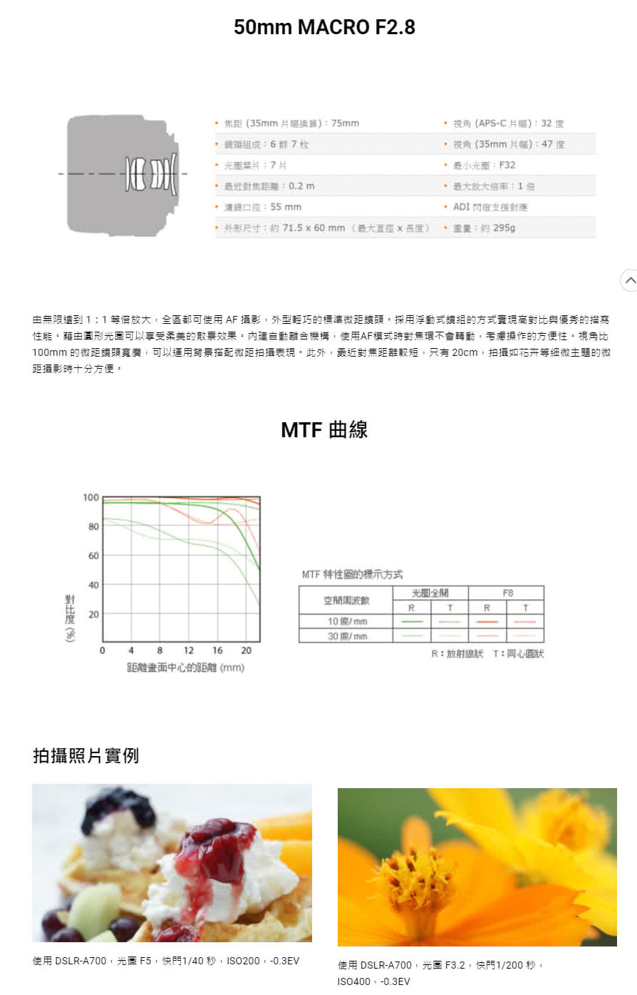 SONY索尼 SAL50M28 50mm MACRO F2.8 - 詳情2