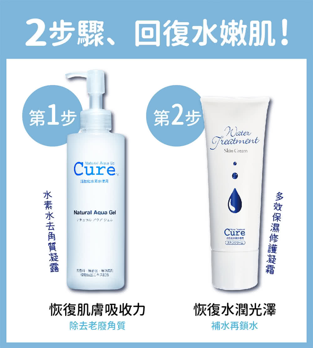 Cure Q兒活性水素水去角質凝露 日本熱賣fg認證敏感肌可用不傷肌膚無顆粒 Momo購物網