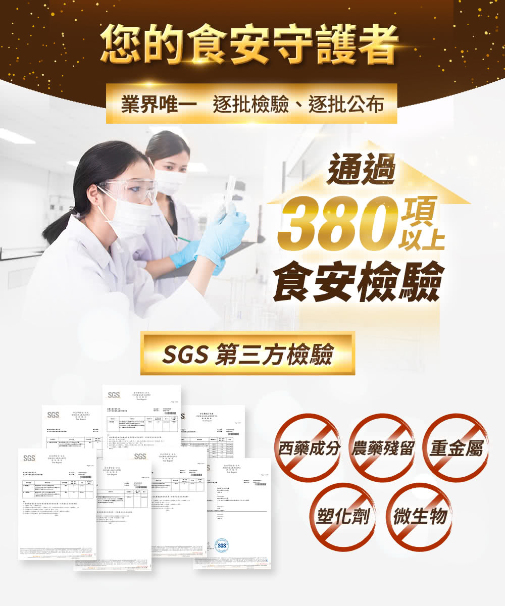 業界唯一 逐批檢驗、逐批公布