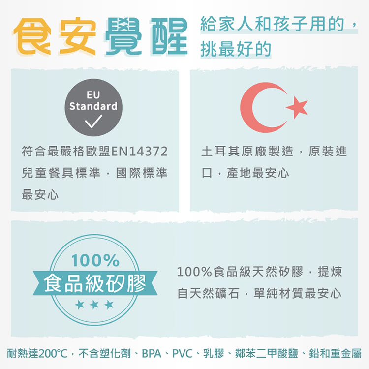 耐熱達200,不含塑化劑、BPA、PVC、乳膠、鄰苯二甲酸鹽、鉛和重金屬