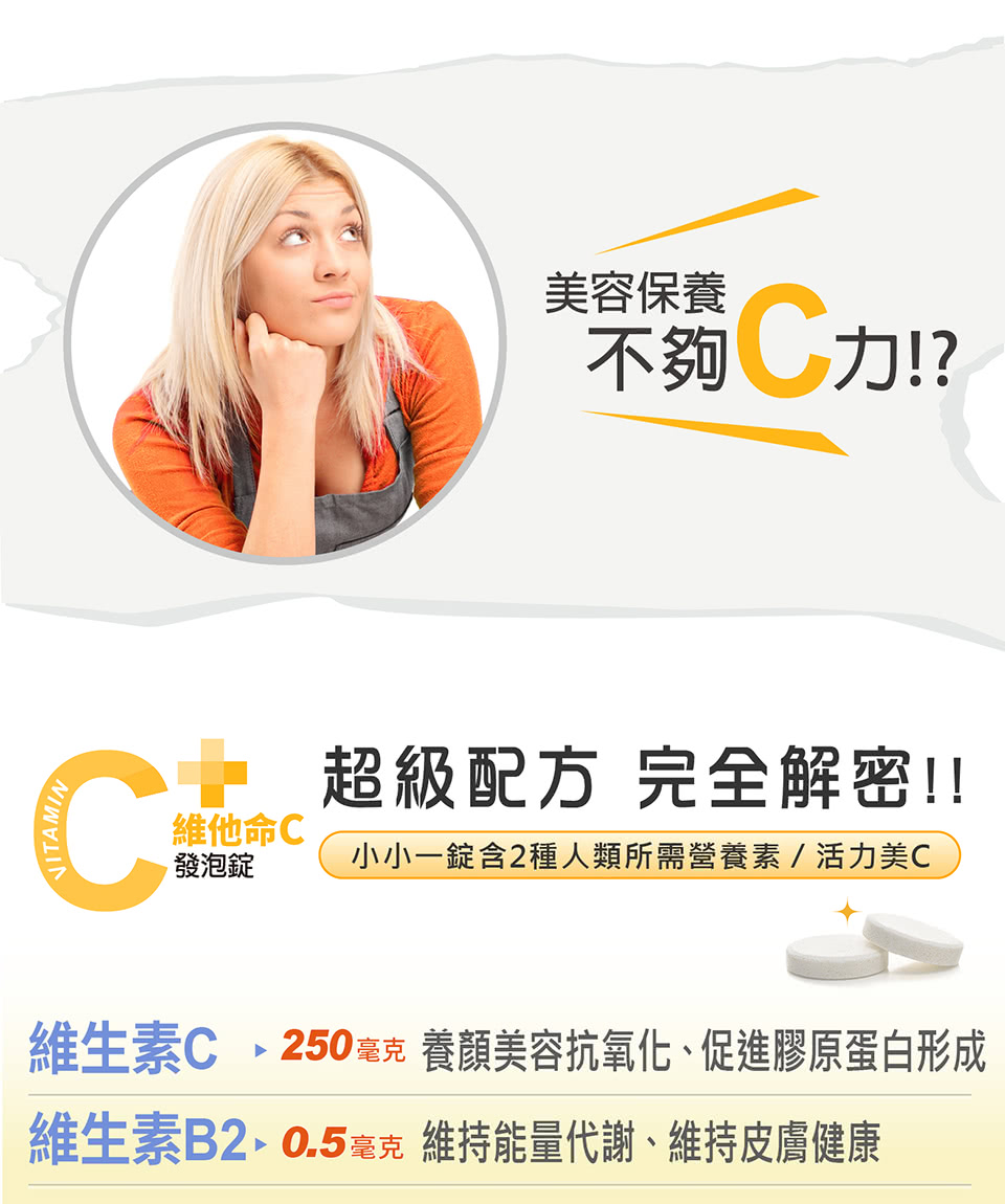 維生素C250毫克 養顏美容抗氧化、促進膠原蛋白形成