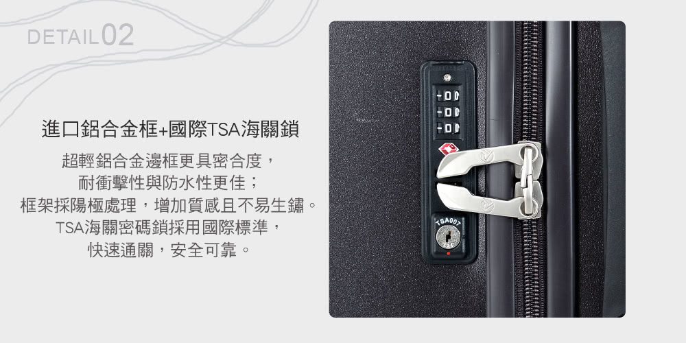 框架採陽極處理,增加質感且不易生鏽。