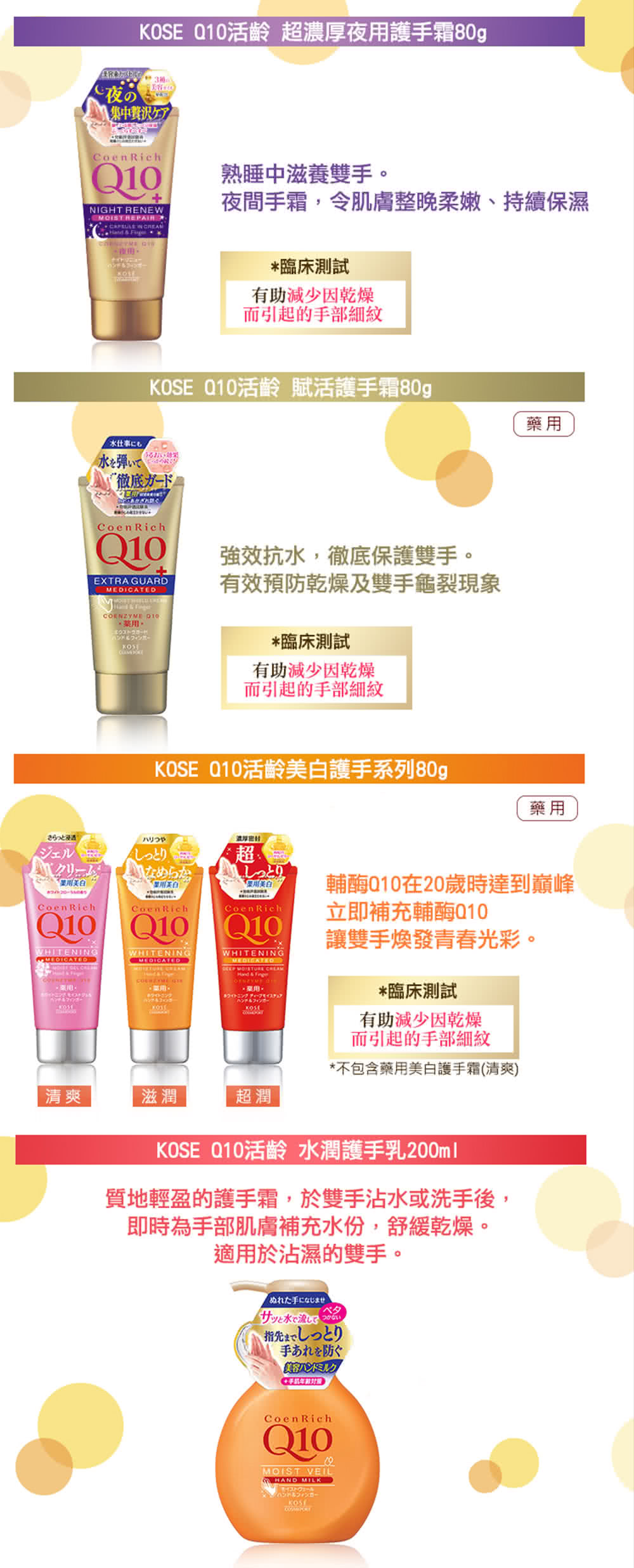 Kose Q10活齡 護手霜2入 夜用 美白 滋潤 超潤 清爽 賦活 Momo購物網