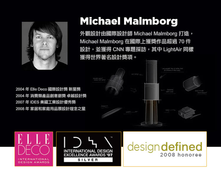 外觀設計由國際設計師Michael Malmborg打造,