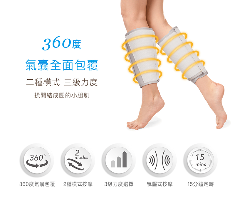 360度氣囊包覆 2種模式按摩