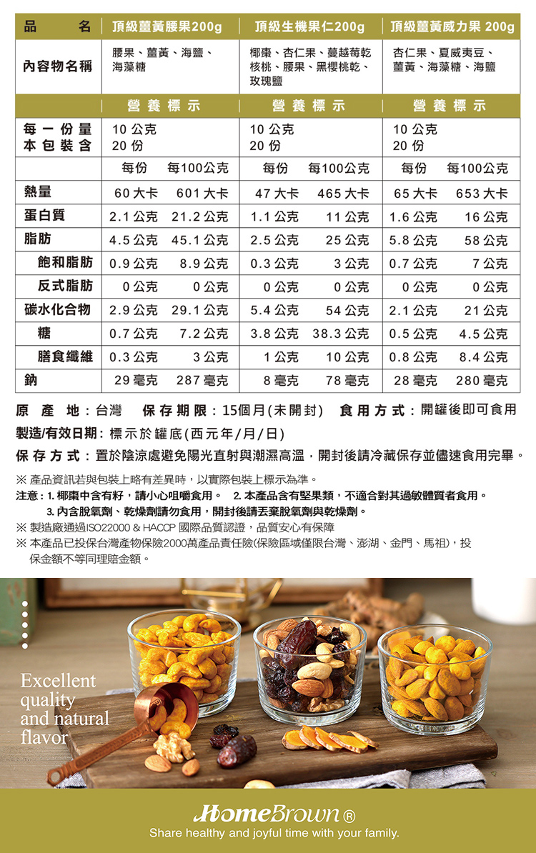 注意1.椰棗中含有籽,請小心咀嚼食用。 2.本產品含有堅果類,不適合對其過敏體質者食用。