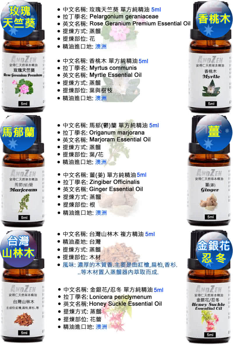 Andzen 天然草本單方複方精油 任選5瓶特價 Momo購物網