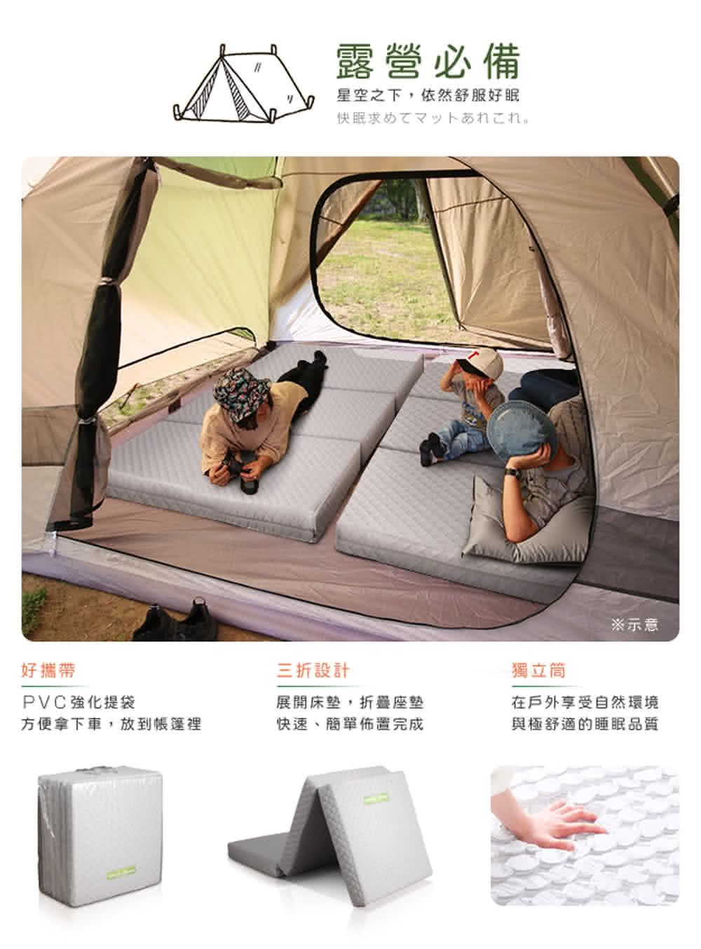 方便拿下車,放到帳篷裡