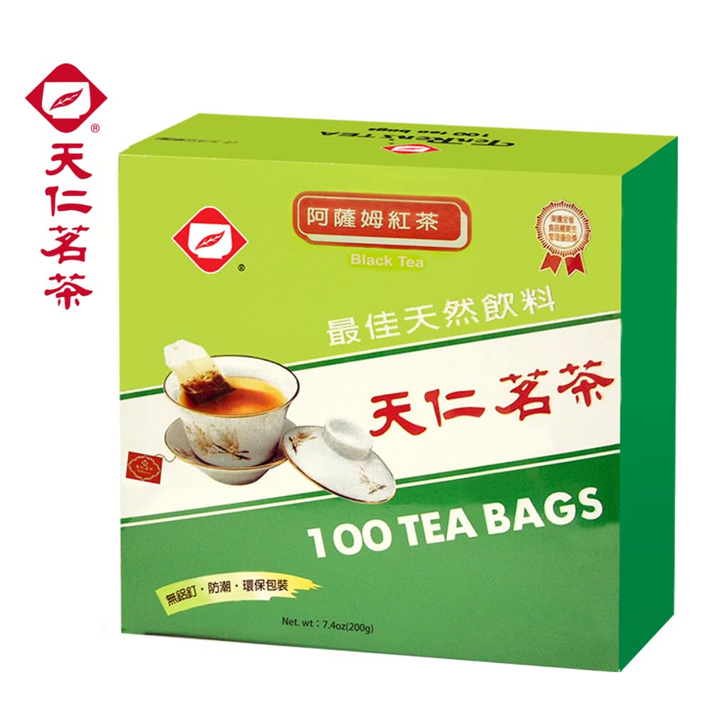 防潮·環保包裝阿薩姆紅茶Black Tea最佳天然飲料天仁茗茶100 TEA BAGSNet. wt:7.4oz(200g)無鋁釘