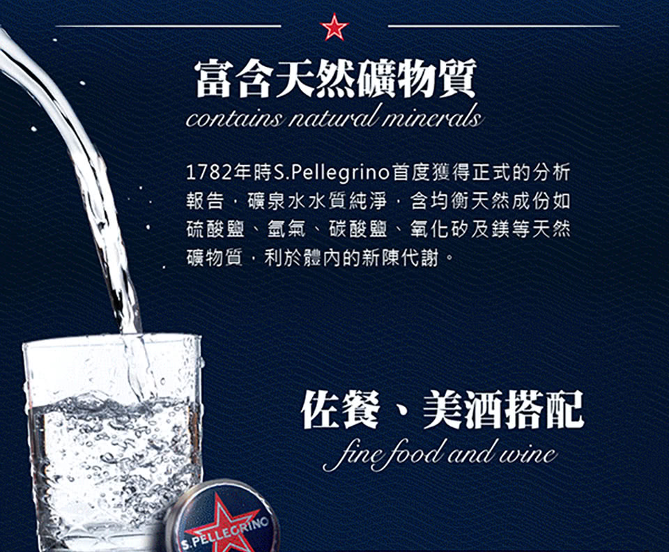 1782年時S.Pellegrino首度獲得正式的分析