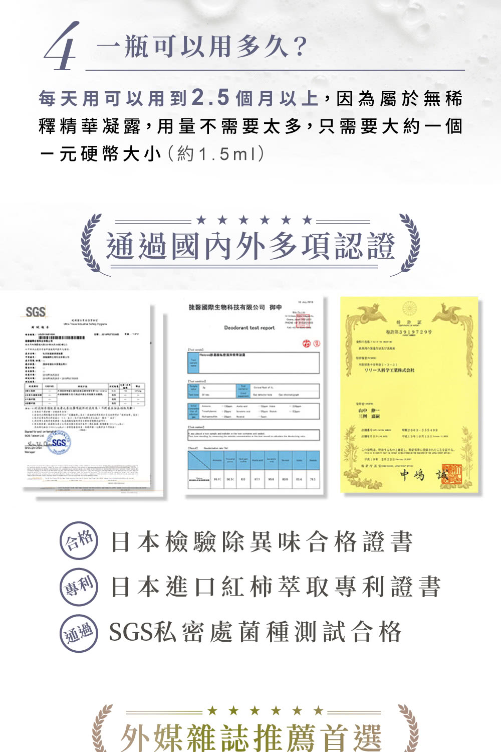 每天用可以用到2.5個月以上,因為屬於無稀