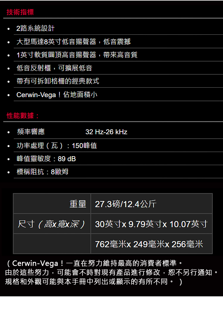 CERWIN-VEGA SL-8 - 詳情2
