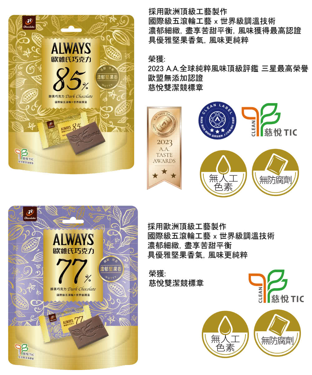 2023 A.A.全球純粹風味頂級評鑑 三星最高榮譽