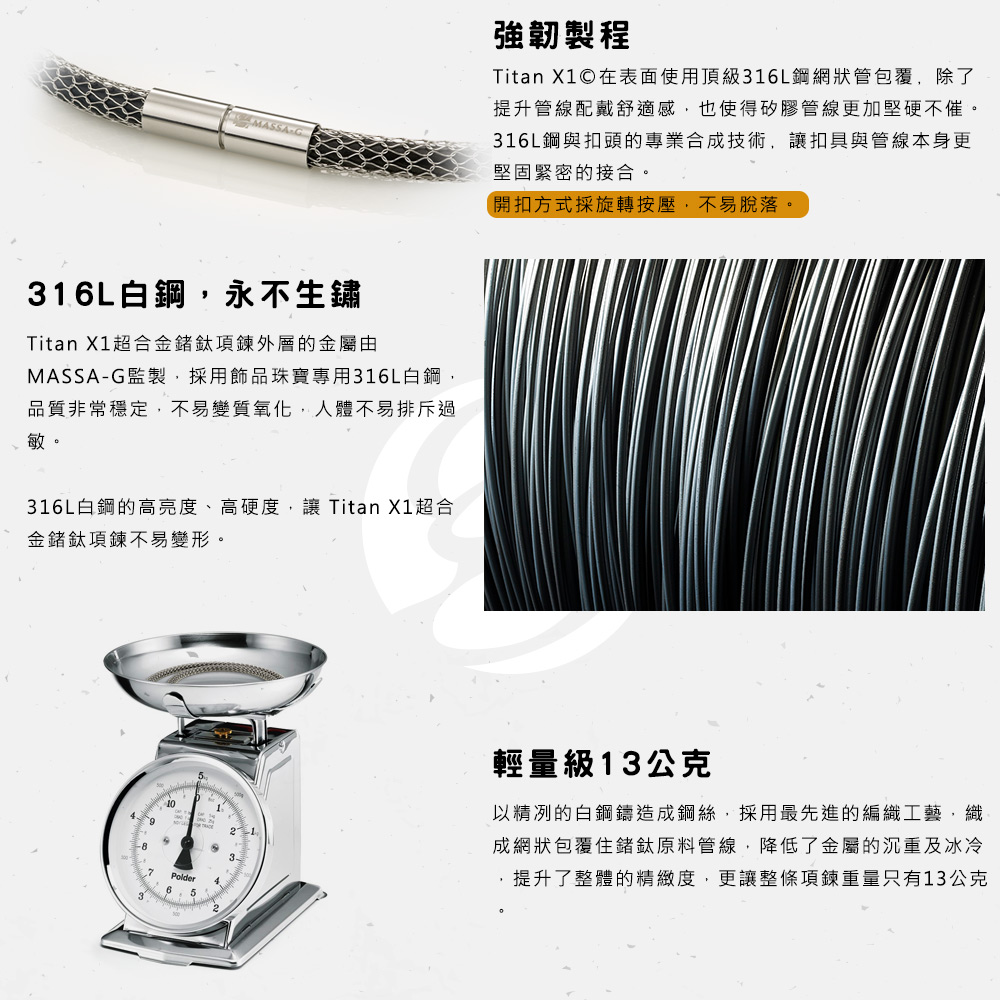 Titan X1O在表面使用頂級316L鋼網狀管包覆,除了