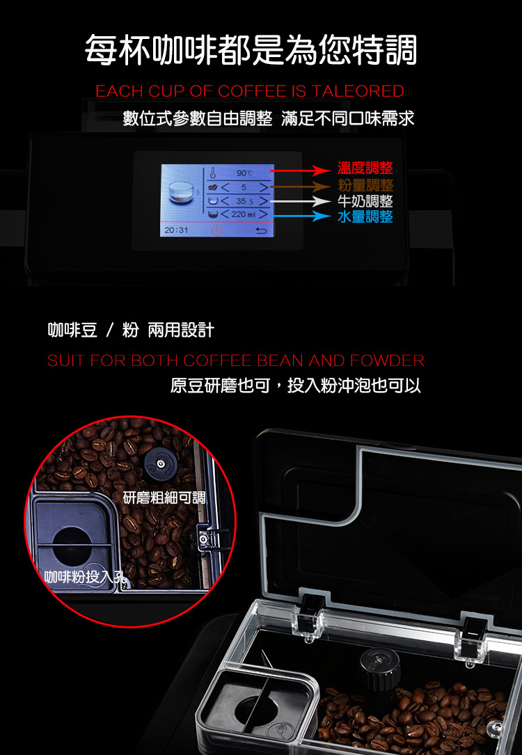 數位式參數自由調整 滿足不同口味需求