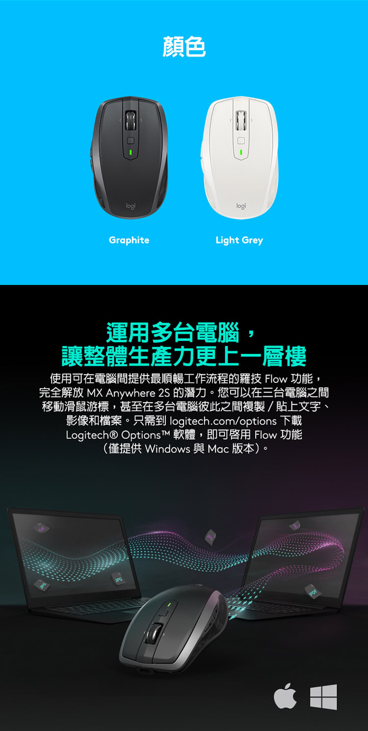 Logitech 羅技 Mx Anywhere 2s 無線滑鼠 Momo購物網