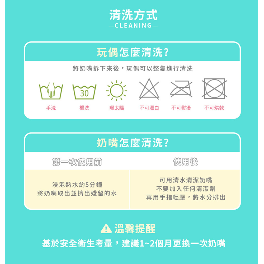 基於安全衛生考量,建議12個月更換一次奶嘴