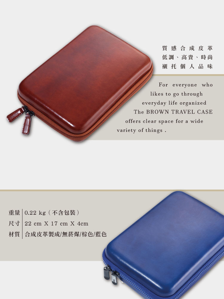 質感合成皮革 低調、高貴、時尚 襯托個人品味 重量0.22 kg 不含包裝 材質合成皮革製成無菸煤棕色藍色 