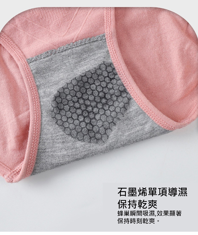 石墨烯單項導濕 保持乾爽 蜂巢瞬間吸濕,效果顯著 保持時刻乾爽。 