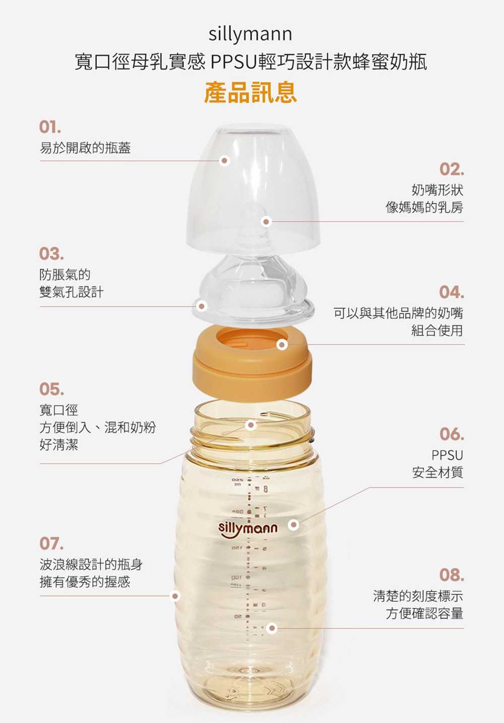 寬口徑母乳實感 PPSU輕巧設計款蜂蜜奶瓶