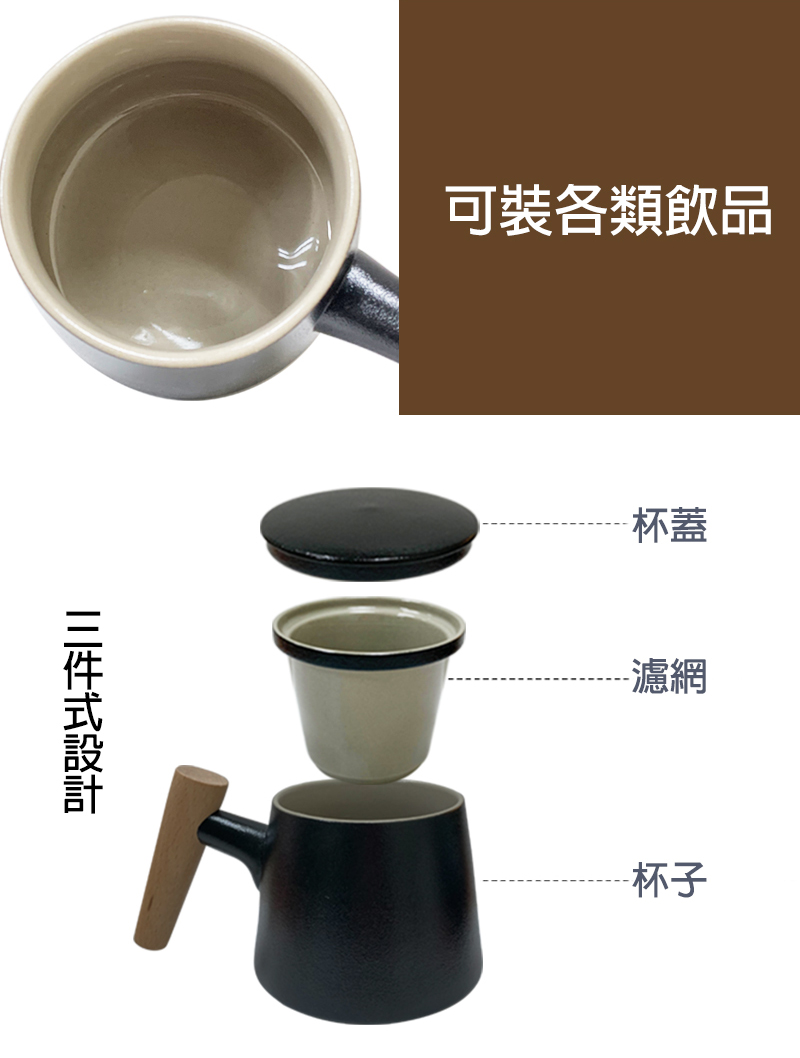 可裝各類飲品 杯蓋 濾網 杯子 三件式設計
