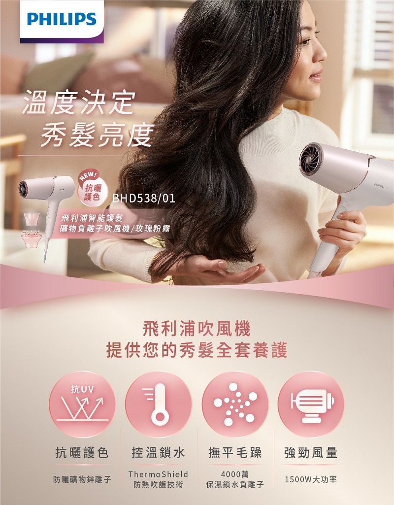 礦物負離子吹風機玫瑰粉霧