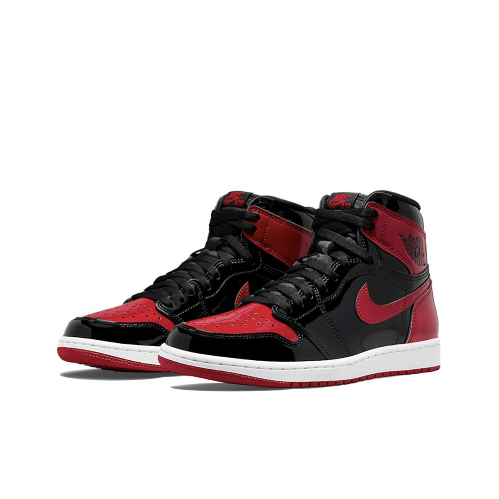 【NIKE 耐吉】Air Jordan 1 OG Patent Bred 黑紅漆皮流行款休閒鞋