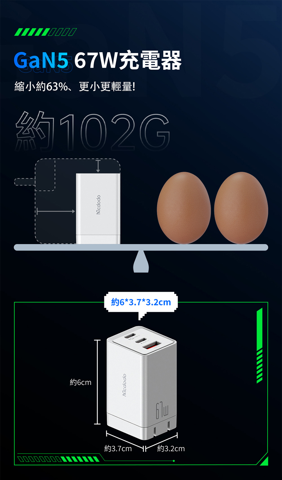 約6cm 約3.2cm 縮小約63%、更小更輕量 