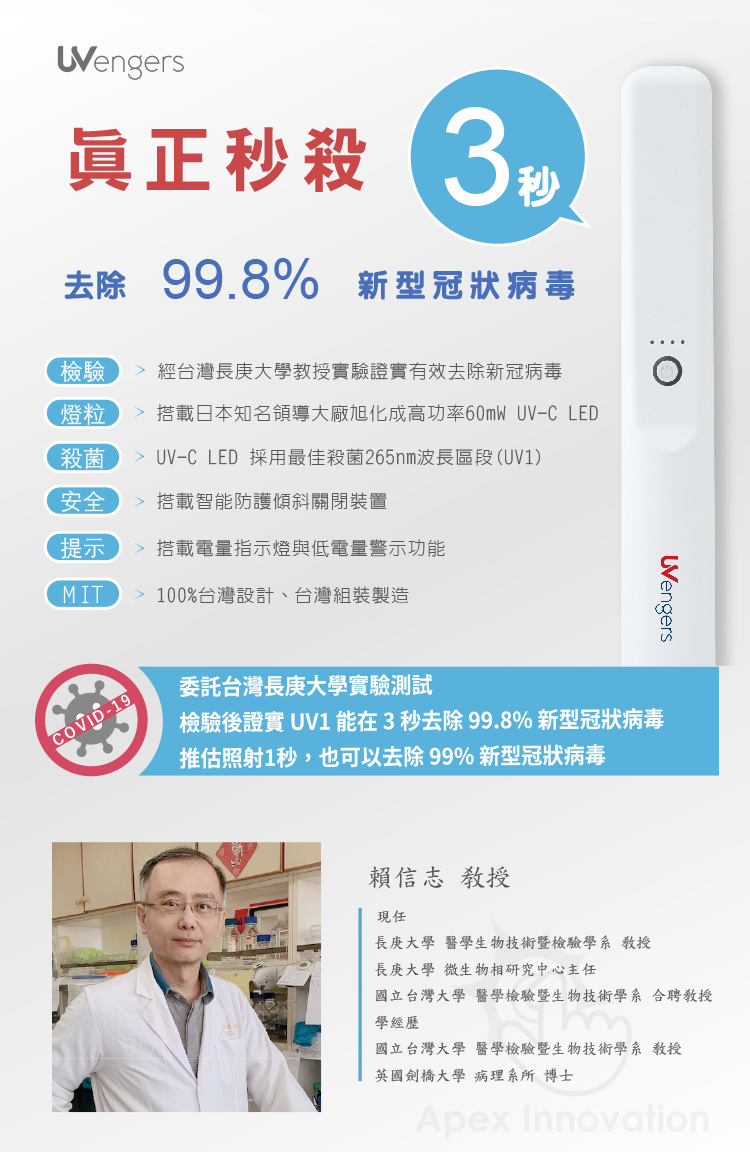 搭載日本知名領導大廠旭化成高功率60mW UVC LED