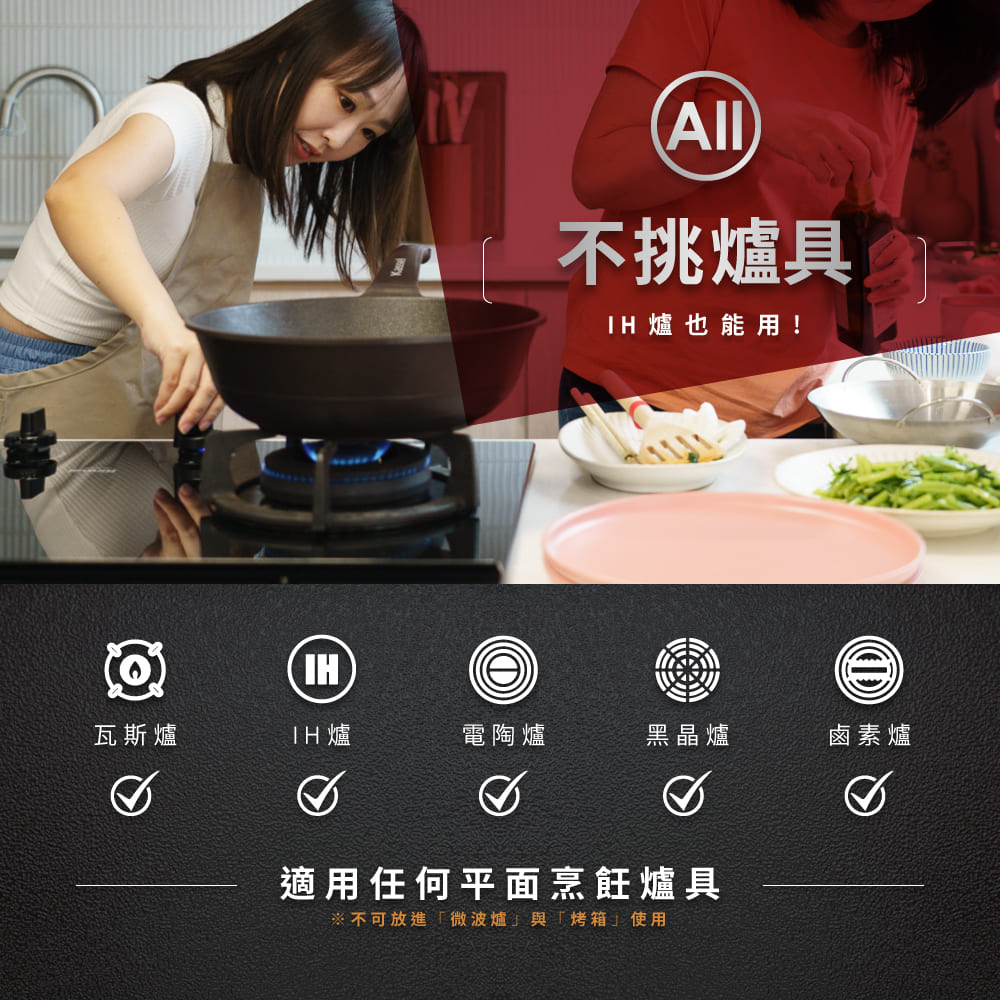不可放進微波爐與烤箱使用
